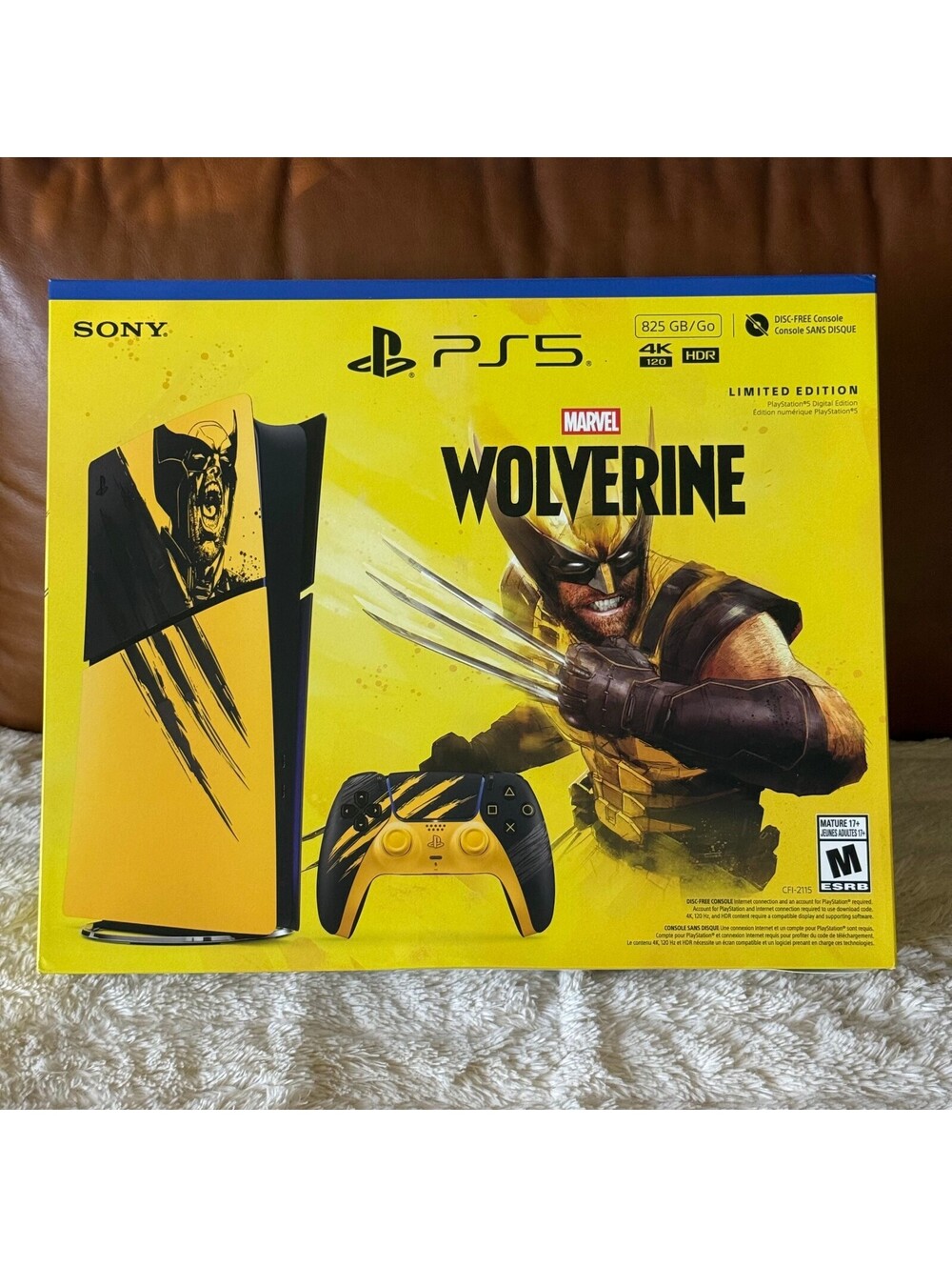PS5 Marvel Wolverine Battle Yellow Limited Edition Digital 825GB Bundle NEW